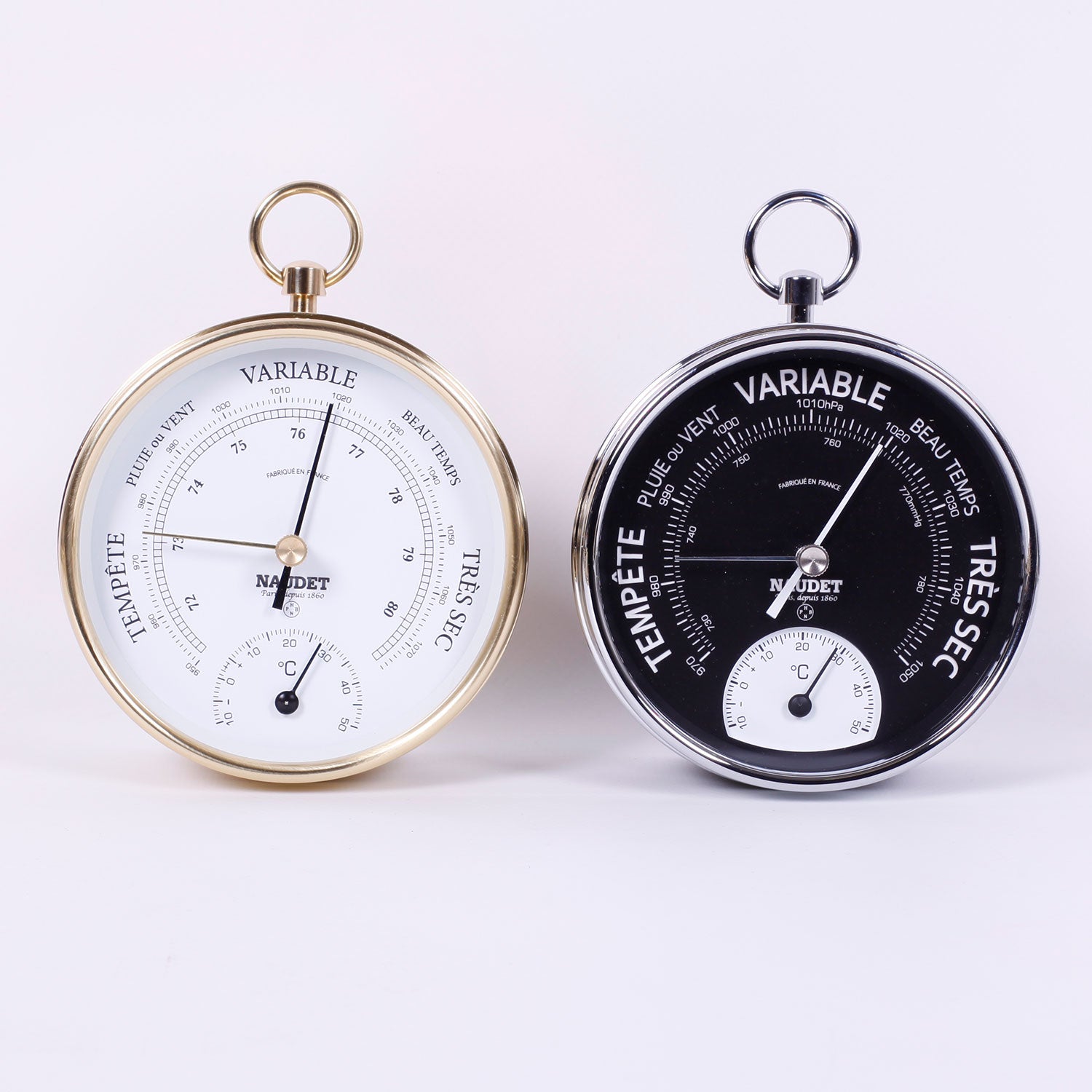 BAROMÈTRE & THERMOMÈTRE<br>À BÉLIÈRE Ø10CM
