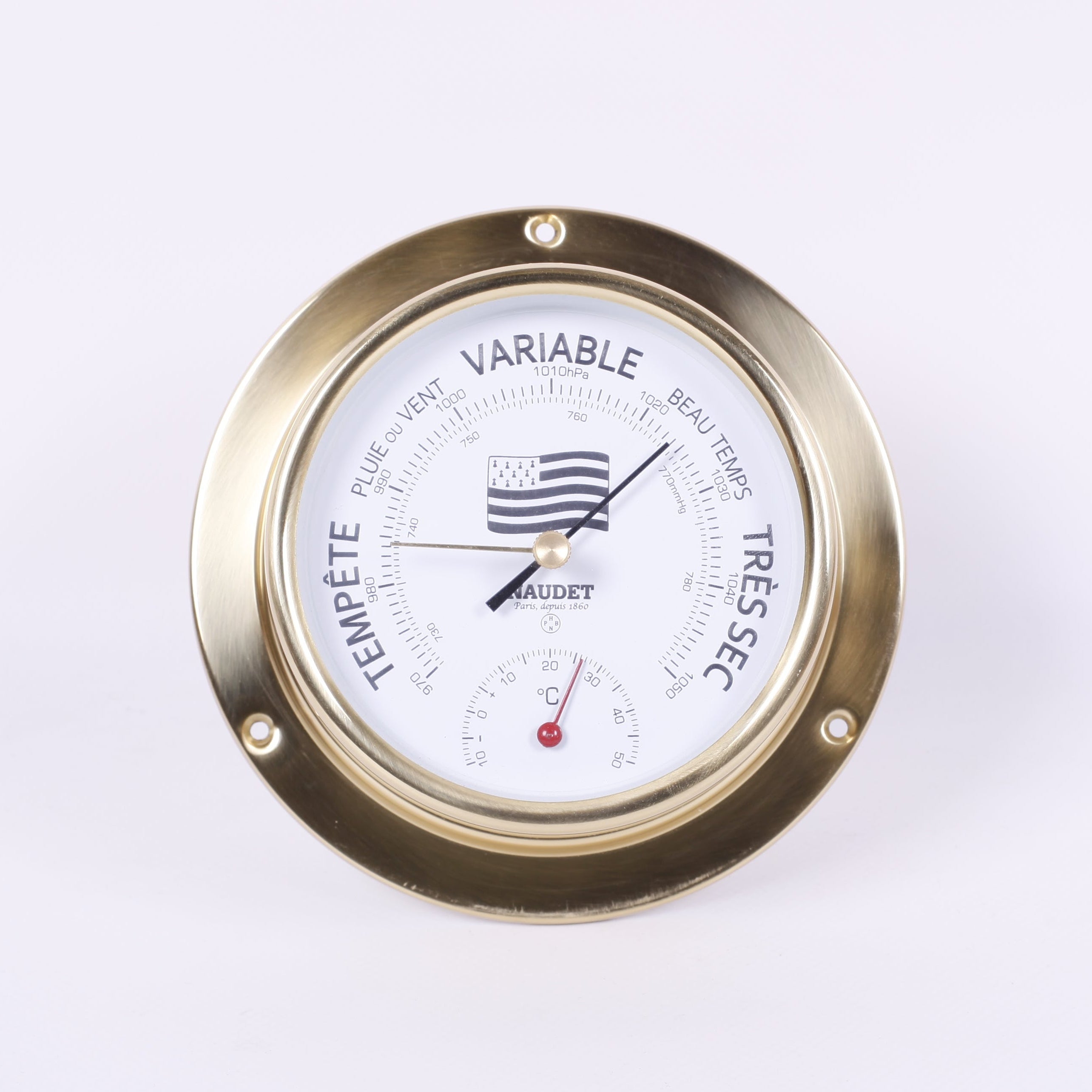 BAROMÈTRE THERMOMÈTRE À COLLERETTE<br>Ø13 CM – SECONDE VIE