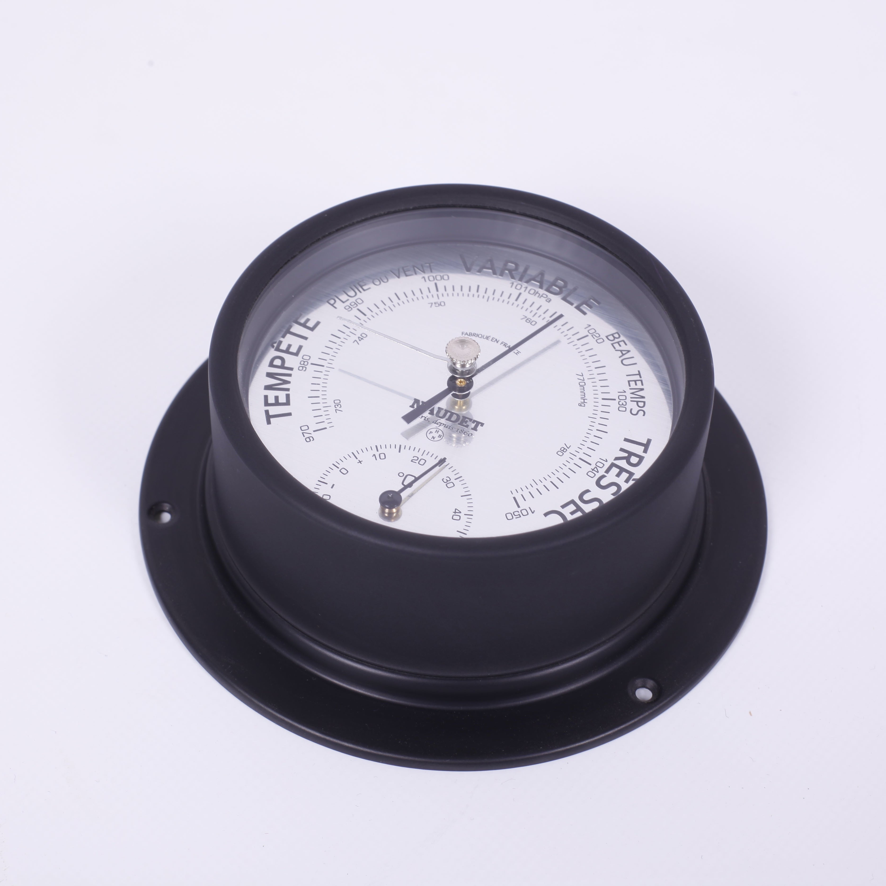BAROMÈTRE THERMOMÈTRE À COLLERETTE<br>Ø13 CM – SECONDE VIE