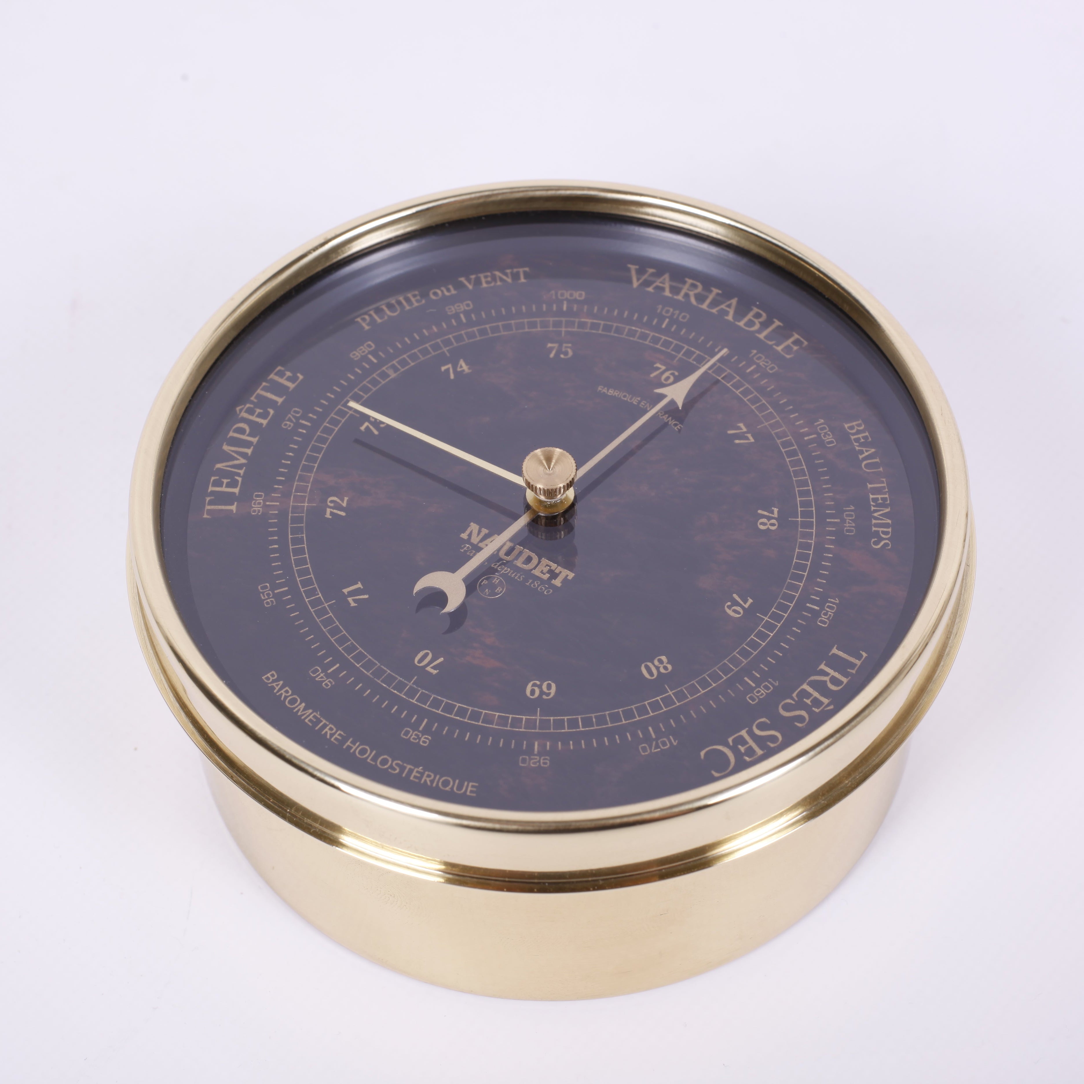 BAROMÈTRE EN PIERRE D'OBSIDIENNE<br>Ø12CM - COLLABORATION